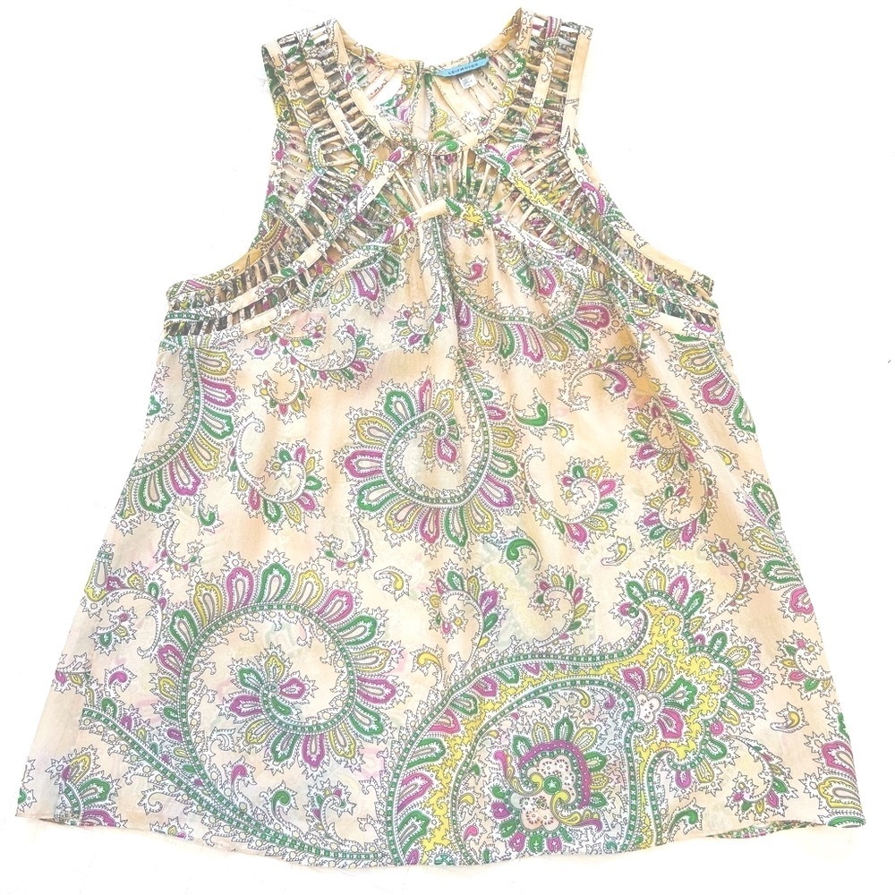 Anthropologie Leifnotes Silk Paisley Sleeveless Blouse EUC